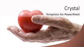  Presentation with clipping - Audience pleasing slide set consisting of old hand with red heart backdrop and a white colored foreground