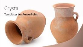  Presentation with clay - Beautiful PPT theme featuring old-handmade-clay-jugs-isolated backdrop and a white colored foreground