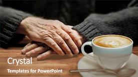  Presentation with cappuccino - Colorful presentation design enhanced with old hands and cup backdrop and a red colored foreground