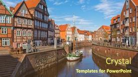  Presentation with flat - Theme enhanced with old-harbor-with-half-timbered background and a tawny brown colored foreground