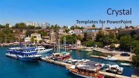  Presentation with turkey - PPT layouts featuring old harbour in antalya turkey background and a light blue colored foreground