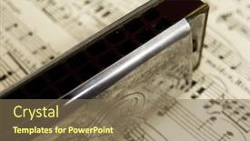  Presentation with harmonica - Slides featuring old harmonica on sheet music background and a violet colored foreground