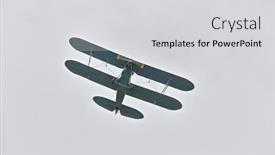  Presentation with aircraft - PPT theme consisting of old-historic-biplane-aircraft background and a light gray colored foreground