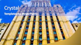  Presentation with historical building - Colorful PPT theme enhanced with old historical building skyscraper backdrop and a  colored foreground