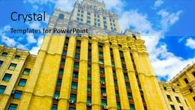  Presentation with historical building - Audience pleasing presentation theme consisting of old historical building skyscraper backdrop and a  colored foreground