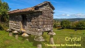  Presentation with old - PPT theme with old-horreo-in-sardineiro-near background and a tawny brown colored foreground