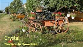  Presentation with pump - Presentation theme consisting of old horse-drawn hand pump background and a tawny brown colored foreground