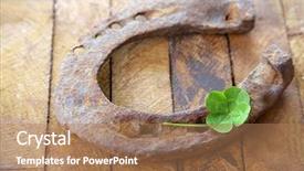  Presentation with old butcher shop - Beautiful slides featuring old horse shoe with clover backdrop and a coral colored foreground
