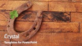  Presentation with old butcher shop - Presentation enhanced with old horse shoe with clover background and a red colored foreground