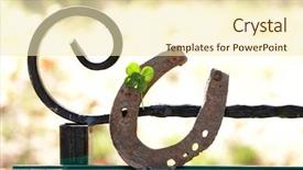  Presentation with old butcher shop - Amazing slides having old horse shoe with clover backdrop and a  colored foreground