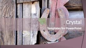  Presentation with old butcher shop - Colorful presentation enhanced with old horse shoe with clover backdrop and a gray colored foreground