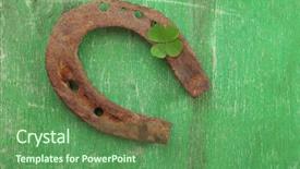  Presentation with old butcher shop - Audience pleasing PPT layouts consisting of old horse shoe with clover backdrop and a ocean colored foreground