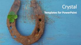  Presentation with clover - Slide deck featuring old horse shoe with clover background and a teal colored foreground