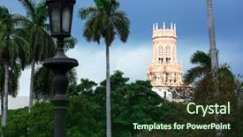  Presentation with palm trees on a - Beautiful presentation design featuring old hotel with palm trees backdrop and a tawny brown colored foreground