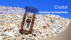  Presentation with old - Beautiful slides featuring old-hourgrlass-among-seashells backdrop and a cobalt blue colored foreground