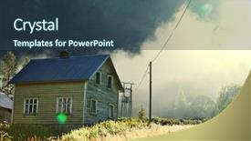  Presentation with hut - Presentation theme consisting of old house - mountains hut background and a  colored foreground