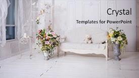  Presentation with studio - Slide set featuring old house - photo studio interior without people background and a light gray colored foreground