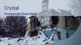  Presentation with building a house - Slide deck enhanced with old house demolishing building background and a lemonade colored foreground