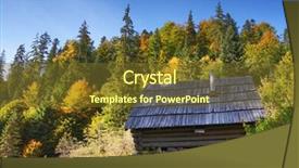  Presentation with house forest - Theme consisting of old house during fall of the year in forest background and a tawny brown colored foreground