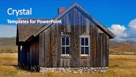  Presentation with old house - Cool new PPT theme with old house in prairie ghost backdrop and a teal colored foreground