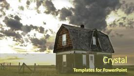  Presentation with old house - Amazing slide deck having old house on the prairie backdrop and a tawny brown colored foreground