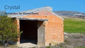  Presentation with livestock - Slides featuring old-house-to-keep-livestock background and a light blue colored foreground