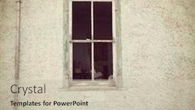  Presentation with house window - PPT theme with old house window with instagram effect background and a soft green colored foreground