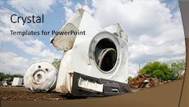  Presentation with household appliances - Beautiful slides featuring old household appliances disposed backdrop and a light blue colored foreground