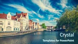  Presentation with old style - Slide deck consisting of old houses bruges brugge belgium background and a ocean colored foreground