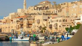  Presentation with boats - PPT layouts enhanced with old houses in jaffa israel background and a coral colored foreground