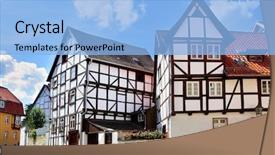  Presentation with old house - Presentation having old houses in quedlinburg germany background and a light blue colored foreground