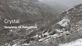  Presentation with mountains - Presentation theme having old-houses-in-ruins background and a gray colored foreground