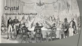  Presentation with banquet hall - PPT layouts enhanced with old illustration of a banquet background and a light gray colored foreground
