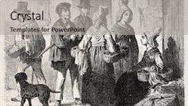  Presentation with journal - Cool new slides with old illustration of a market day in mamers sarthe france created by gaildrau published on l'illustration journal universel paris 1857 backdrop and a light gray colored foreground