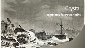  Presentation with ship storm - Amazing theme having old illustration of a storm backdrop and a gray colored foreground