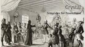  Presentation with old - Beautiful theme featuring old-illustration-of-armour-hall backdrop and a light gray colored foreground