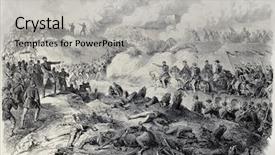  Presentation with battlefield - Beautiful theme featuring old illustration of battlefield backdrop and a light gray colored foreground