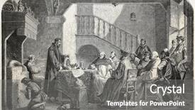  Presentation with geology - Beautiful presentation design featuring old illustration of bernard palissy famous hugonot potter teaching geology created by roux published on l'illustration journal universel paris 1857 backdrop and a gray colored foreground