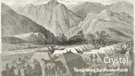  Presentation with old way new way - Colorful slide deck enhanced with old illustration of british headquarters backdrop and a gray colored foreground