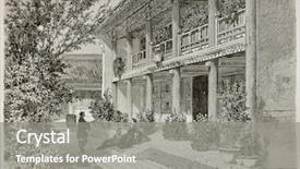  Presentation with british - Colorful slide deck enhanced with old illustration of british legation backdrop and a gray colored foreground