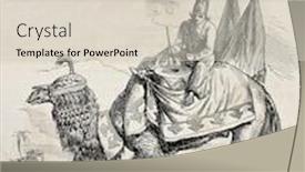 Presentation with camel - PPT layouts with old-illustration-of-camel-drummer background and a soft green colored foreground