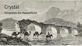  Presentation with tour - Slide set having old illustration of camels fording background and a light gray colored foreground