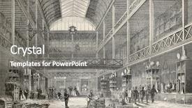  Presentation with renault - Presentation theme having old illustration of central storehouse background and a gray colored foreground