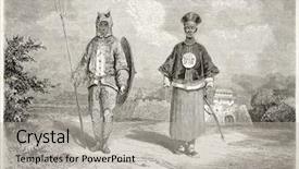  Presentation with chinese paintings - PPT layouts featuring old illustration of chinese soldiers background and a light gray colored foreground