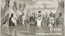 Presentation with native indian - Presentation design having old illustration of cree indians background and a gray colored foreground