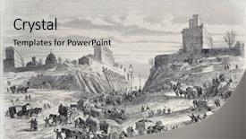  Presentation with excavation - Cool new presentation theme with old illustration of excavation works backdrop and a light gray colored foreground