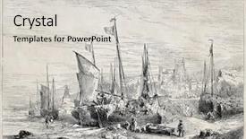  Presentation with noel - PPT theme enhanced with old illustration of fishing boats background and a light gray colored foreground