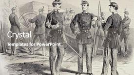  Presentation with national guard - Audience pleasing PPT layouts consisting of old illustration of french national backdrop and a gray colored foreground