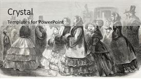  Presentation with broadway - Beautiful theme featuring old illustration of ladies backdrop and a light gray colored foreground