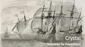  Presentation with british war - Cool new presentation design with old illustration of sea battle backdrop and a gray colored foreground